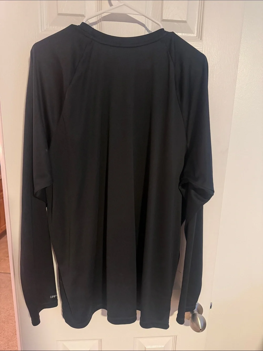Nike Long Sleeve Dri-FIT Athletic Shirt - Black with White Swoosh Swim UPF 40+